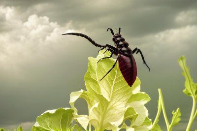 nature, animal, antenna, insect, invertebrate, longhorn beetle, leaf, outdoors, wildlife, forest, macro, details, green, close-up, black, bug, natural, ground, net