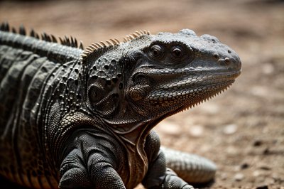iguana, animal, reptile, wildlife, nature, detail, skin, rough, scales, tree, terrestrial, green, creature, exotic, portrait, color, reptiles, camouflage, sitting, red, close-up
