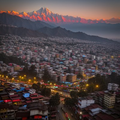 kathmandu, nepal, swayambhunath, urban landscape, sunrise, kathmandu valley, city view, morning light, cityscape, south asia, nature, travel photography, aerial view, dense buildings, capital city, summer season, himalaya foothills, settlement, city panorama