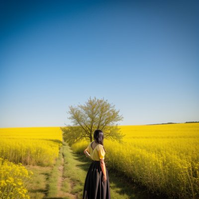 nature, mirror, tree, field, yellow, person, clear sky, meadow, man, landscape, rural, standing person, art, reflection, autumn, sun, lonely, creativity, harmony, self-reflection