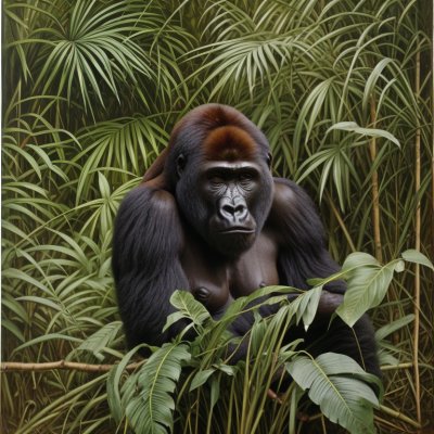 gorilla, jungle, nature, uganda, rainforest, wildlife, animal, green, dense, male, black, strong, eyes, grass, rest, habitat, gorilla mountains, protection, portrait, alertness, pose