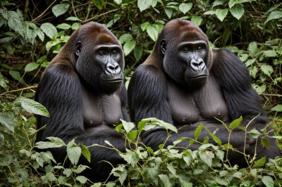 gorilla, mountain, wildlife, bwindi, rainforest, nature, jungle, uganda, ape, conservation, beautiful flowers, habitat, endangered, mammals, flower wallpaper, family, african, green, flower background, communication, flowers, together, animal watching