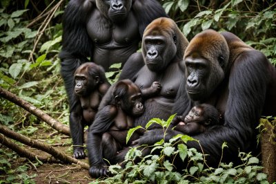 gorilla, mother and child, mammal, rainforest, nature, wildlife, family, uganda, africa, bwindi, primates, bond, animal care, calm, conservation, tropics, natural habitat, protection