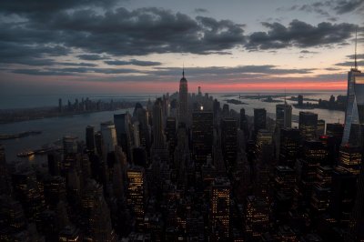 new york, cityscape, manhattan, skyscrapers, evening sky, sunset, nature, city, buildings, urban, night, lighting, panorama, metropolis, tourist attraction, spring evening, city icon, lifestyle, skyline, urban architecture, night panorama