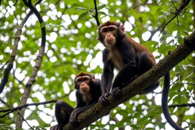 monkey, nature, trees, branches, forest, green, animal, mammal, leaves, wilderness, wild, caribbean, ecosystem, biotope, biodiversity, diversity, environment, conservation, evolution, biology