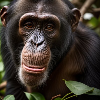chimpanzee, animal, uganda, kibale, portrait, jungle, eyes, face, nature, wild, mammal, calm, light, classic, exotic, fur, camouflage, green, close, still life, details