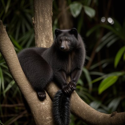 binturong, bearcat, tail, prehensile tail, tree, jungle, shaggy fur, whiskers, night, canopy, exotic, popcorn, rainforest, nocturnal animal, wildlife, forest, green, fascinating, nature, fauna