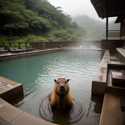 capybara, giant rodent, pool, japanese hot spring, nature, water, orange, relaxation, cute, japan, steam, peaceful, group, hot tub, relax, asian culture, outdoor bath, zen, thermal, harmony, wellness, meditation