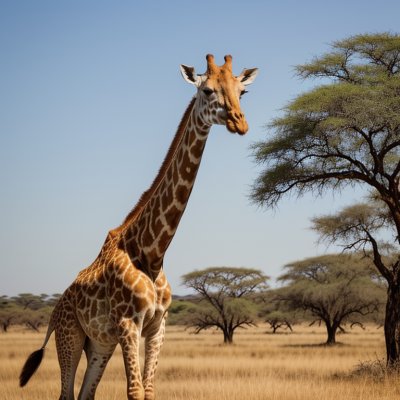 giraffe, acacia, tree, height, neck, tongue, leaves, savannah, africa, safari, spots, feeding, blue sky, herbivore, wildlife, nature, thorns, extension, strip, grasslands, food