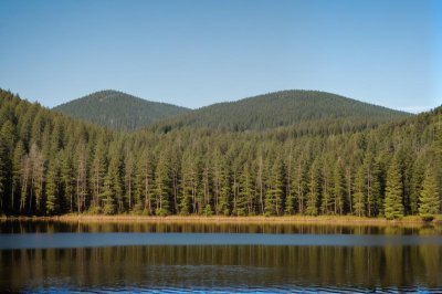 lake, forest, mountains, nature, reflection, tranquility, autumn, green, blue sky, eastern europe, recreation, calm water, hiking, view, summer day, cabin, sunny, few clouds, relaxation, wooden structure