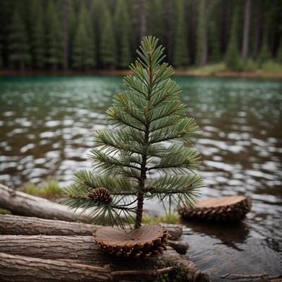 tree, pine, pinecone, conifer, nature, lake, forest, pine needles, green, peace, landscape, natural, calm, blue, sun, calm water, reflection, silence