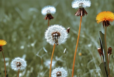dandelion, nature, flowers, wildflowers, seeds, dried flowers, garden, spring, dandelion seed head, small flowers, summer, outdoor, macro, green, dandelion fruits, blooming, plant, natural scenery, white, delicate