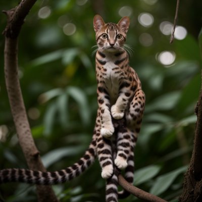 margay, cat, nature, climbing, tree, jungle, spots, pet, eyes, nocturnal, animal, ankle, vertical