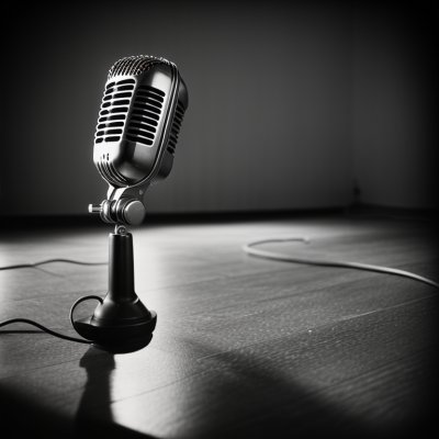 microphone, vintage, retro, music, concert, theater, stage lighting, darkness, performance, shadow effect, wooden floor, solitude, empty space, sound technology, entertainment, mood, lighting art, artistic photography, acoustics, creativity, audience