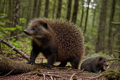 porcupine, quills, defense, sharp, forest, protection, mammal, rodent, tree, barbed, nature, danger, wilderness, natural habitat, warning, biology, pointy, ecosystem, dense, thorn