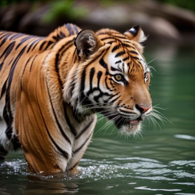 tiger, nature, animal, predator, feline, swimming, water, bathing, stripes, wild, moment, concept, wilderness, green, hunter, danger, camouflage, natural environment, mammal, big cat