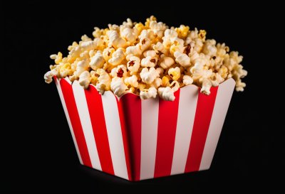 popcorn, red stripes, popcorn bucket, cinema, snack, food, colorful, entertainment, movie night, dark background, yellow, texture, artistic, weekend, contrast, party, crispy, cozy home, comfort