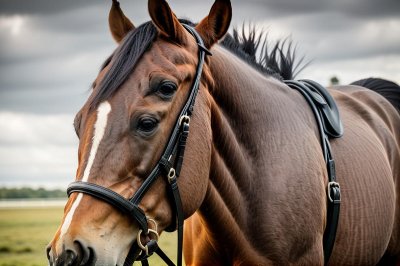 horse, animal, mammal, horse head, bridle, horse hair, horse detail, green harness, close-up, pasture, outdoor, landscape, nature, countryside, pet, agriculture, horse harness, horse eye