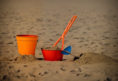 beach, sand, shovel, toy, bucket, summer, play, vacation, sand play, colorful, child, fun, children's entertainment, playground, game, leisure, outdoors, relaxation, rest, fun activity, outdoor games