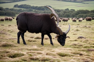 ouessant sheep, sheep, black, horns, grazing, nature, farm, agriculture, wool, mammal, rural, profile, fauna, grass, field, outdoor, animal, livestock, woolly, quadruped