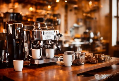 coffee machine, coffee cup, beans, rustic, steel, interior, kitchen, beverage, mug, morning, sugar, milk froth, ceramic, cozy, workspace, coffee art, wooden, cozy interior, tea towel, coffee beans