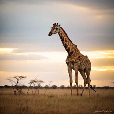 giraffe, mammal, savanna, grass, landscape, nature, wildlife, long neck, tree, pasture, zoology, conservation, wild, yellow sky, sunset, african safari, bush, tourism, sunrise, splendor