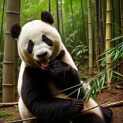 panda, giant panda, eating bamboo, forest, wildlife, cute, green, bamboo, zoo, green forest, animal, smile, nature, mammal, charming, portrait, cute smile, fur, wild animals, consumption