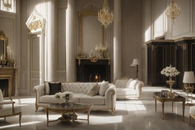 ai generated, luxury, house, interior, living room, design, wooden, modern, plants, light, open space, glass windows, minimalism, comfort, television, furniture, decoration, luxury living room, glass doors, upholstered furniture, nature, bright interior