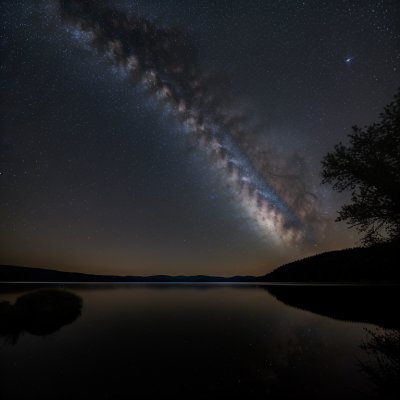 milky way, lake, reflection, night sky, astrophotography, stars, forest, mist, nature, cosmos, sky, galaxy, landscape, pine trees, wilderness, tranquil, astronomy, outdoors, scenic, horizon