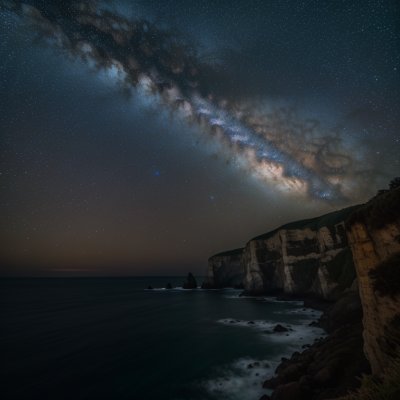 cliffs, ocean, night, milky way, stars, galaxy, rocks, astrophotography, nature, landscape, adventure, seascape, cosmos, stardust, horizon, darkness, shoreline, coast, blue