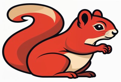 squirrel, cartoon, cute, cartoon style, animal, red, geometric shapes, positive, nature, bright colors, pattern, adventure, animal world, simple style, creativity, symmetry, nature education, playful, friendly, face