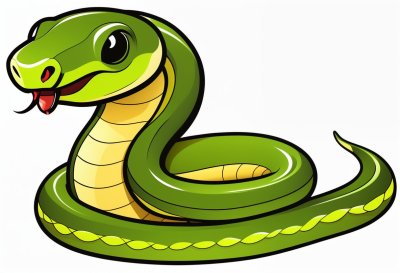 cartoon snake, green snake, cute snake, snake illustration, smiling snake, snake tongue, kids art, simple design, comic style, yellow belly, cartoon character, humor, child theme, drawn animation, simple colors, funny snake, animal concept, small snake, animal animation, colorful illustration