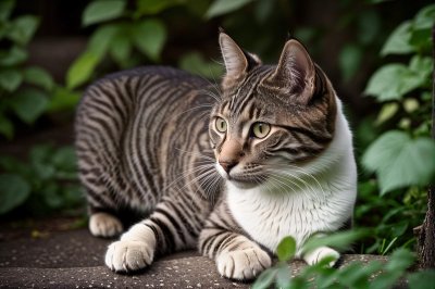 cat, animal, feline, pet, nature, mammal, outdoors, cute, white, gray, green, fur, relaxation, sunny, rest, walk, landscape, relaxed, tomcat, gravel