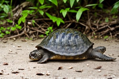 turtle, reptile, wildlife, nature, shell, snapping, snapper, animal, beach, afternoon, stone, shade, sunny, black, walk, warm, dirt path