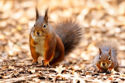 squirrel, hd wallpaper, red squirrel, rodent, animal, wildlife, fluffy tail, autumn leaves, forest floor, nature, fur, cute, bokeh, forest, autumn, dry leaves, wallpaper, small mammal, park, woods