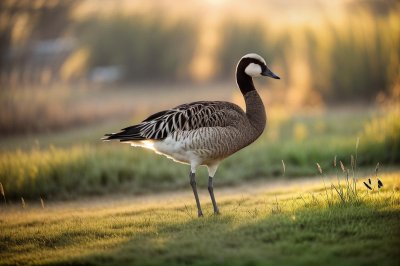 goose, waterbird, animal, wildlife, bird, grass, sunlight, nature, feeding, eastern australia, daytime, walking, fort, pasture, ground level, sunny, black and white, avian, terrestrial