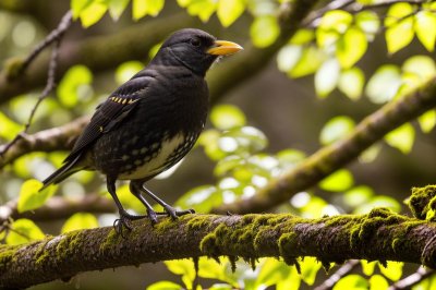 blackbird, female blackbird, branch, moss, yellow leaves, autumn, nature, bokeh, songbird, bird, feathers, wildlife, animal, plumage, small bird, birdlife, fauna, natural world