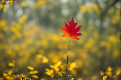 foliage, autumn, single leaf, yellow, red, blurred background, branch, macro, nature, outdoors, landscape, autumn leaves, natural detail, rainy season, leaf texture, sense of calm, morning sun, contrast, vibrant color, beauty, seasonal change