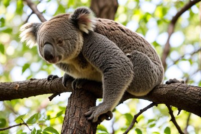 koala, tree, sleeping, claws, bear, rest, mammal, animal, zoo, branches, gray, australia, nature, nap, wild, care, cute, relax, fur, slow, cozy