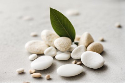 white, pebbles, leaf, zen, balance, natural, minimalism, aesthetic, soothing, nature, meditation, relaxation, purity, green, health, calm, spa, wellness, harmony, stone, simplicity, energy