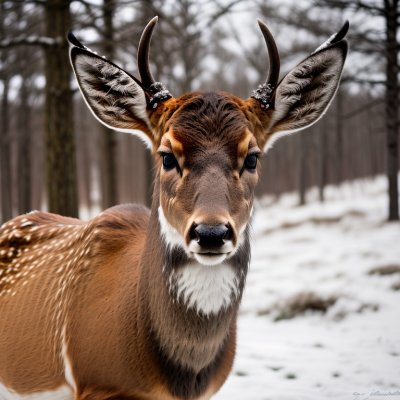 deer, winter, animal, close-up, nature, wild, mammal, fur, ears, head, eyes, animal portrait, blurred background, snow, winter season, wilderness, juvenile, natural, cute