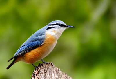 nuthatch, bird, nature, wild, branch, feathers, bokeh, birdwatching, perched, wildlife photography, unidentified bird, ecosystem, green color, gray color, orange color, botany, attention, log background, ornithology, biology, Hungary, Budapest