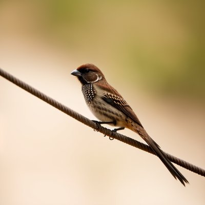 bird, scaly-breasted munia, close-up, nature, wire, bird sitting, yellow background, outdoor, black and white wings, nature photography, landscape, sunny day, light yellow, single, small bird, landscape bird, beak, wild