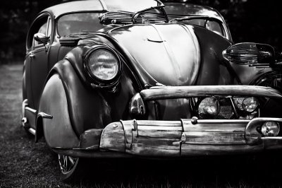 beetle car, car, headlights, vw, car wallpapers, antique car, black-and-white, light, monochrome
