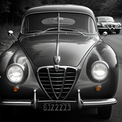 car, headlights, alfa romeo, automobile, antique car, lights, technology, car wallpapers, black and white