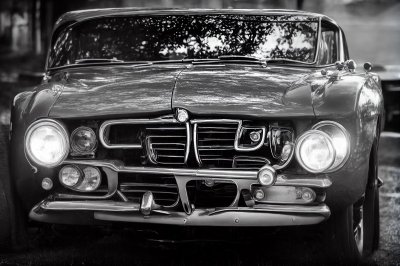 car, headlights, alfa romeo, automobile, antique car, lights, technology, car wallpapers, black and white