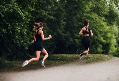 girl, running, alley, park, lake, nature, water, trees, sports, recreation, lifestyle
