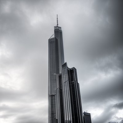 building, tower, tall, skyscraper, modern, glass, sky, lamp, urban, metropolis, offices, nature, perspective