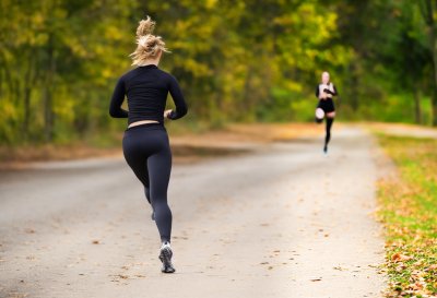 girl, jogging, exercise, running, activity, tights, nature, pavement, trees, sports, health, lifestyle, autumn