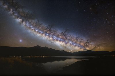 milky way, night, sky, space, cosmic, galaxy, universe, stars, clouds, nature, atmosphere, landscape, trees, fog, outdoors, astronomy, constellation, cosmos, starry, mystical, magical, nebula